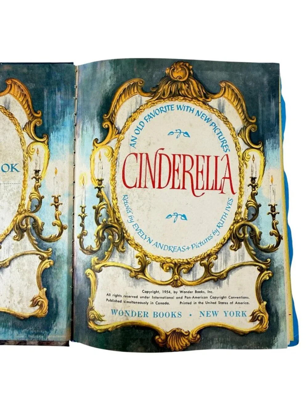 1954 Cinderella Wonder Book Hardcover Illustrated Vintage‎ Childrens Storybook